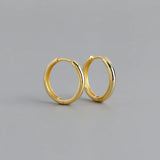 925 Silver Geometric Golden Hoop Earrings French Hip Hop Rock Jewelry Gift