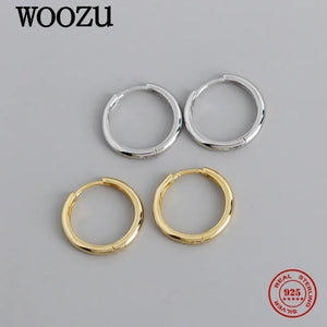 925 Silver Geometric Golden Hoop Earrings French Hip Hop Rock Jewelry Gift