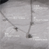 925 Sterling Silver Key Lock Pendant Necklace with Zircon for Women