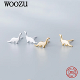 925 Silver Golden Dinosaur Stud Earrings Women Teen Jewelry Gift