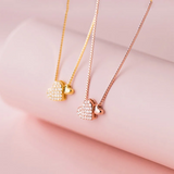 925 Silver Heart Zircon Pendant Necklace Wedding Jewelry