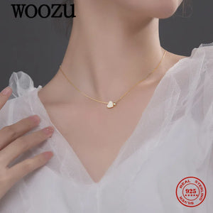 925 Silver Heart Zircon Pendant Necklace Wedding Jewelry