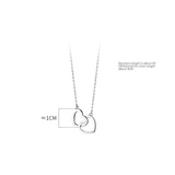 925 Silver Golden Double Love Heart Pendant Necklace Wedding Jewelry Gift