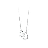 925 Silver Golden Double Love Heart Pendant Necklace Wedding Jewelry Gift