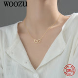 925 Silver Golden Double Love Heart Pendant Necklace Wedding Jewelry Gift