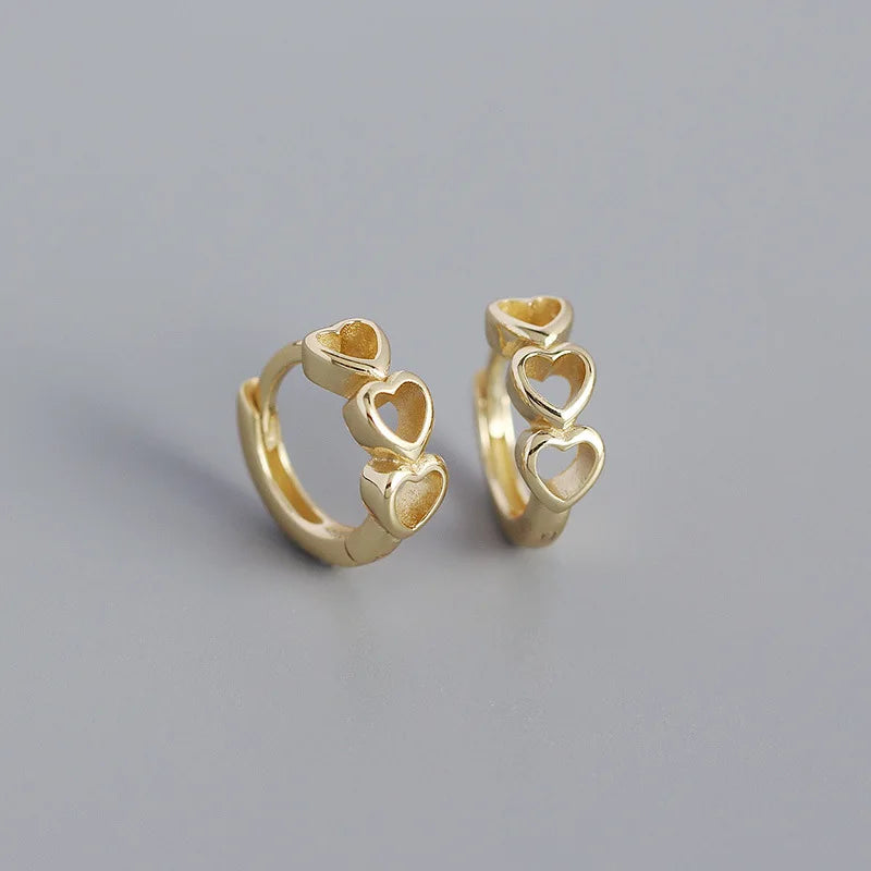 925 Sterling Silver Heart Round Hoop Earrings for Women
