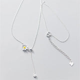 925 Sterling Silver Daisy Link Chain Clavicle Necklace for Women