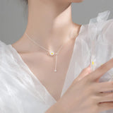 925 Sterling Silver Daisy Link Chain Clavicle Necklace for Women