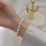 925 Silver Natural Pearl Zircon Chain Bracelet Wedding Jewelry