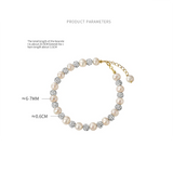 925 Silver Natural Pearl Zircon Chain Bracelet Wedding Jewelry