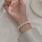925 Silver Natural Pearl Zircon Chain Bracelet Wedding Jewelry