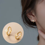 925 Silver Sweet Love Heart Zircon Hoop Earrings Wedding Jewelry Gift