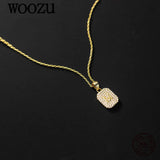 925 Silver M Initial Pave Zircon Link Chain Pendant Necklace 18K Jewelry Gift