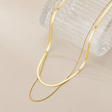 925 Silver Double Snake Bone Beads Clavicle Necklace for Women
