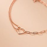 925 Sterling Silver Hollow Love Heart Bracelet for Women