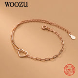 925 Sterling Silver Hollow Love Heart Bracelet for Women