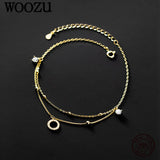 925 Silver Double Layer Crystal Zircon Anklet for Women