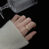 925 Silver Double Pearl Zircon Finger Ring Women Wedding Jewelry