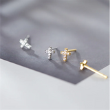 925 Sterling Silver Cross Zircon Stud Earrings for Women