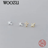925 Sterling Silver Cross Zircon Stud Earrings for Women