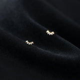 925 Sterling Silver Mini Smile Zircon Piercing Earrings