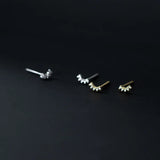 925 Sterling Silver Mini Smile Zircon Piercing Earrings