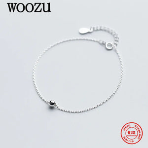 925 Silver Round Bead Chain Bracelet for Women