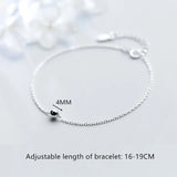 925 Silver Round Bead Chain Bracelet for Women