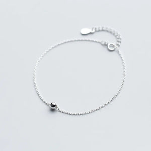 925 Silver Round Bead Chain Bracelet for Women