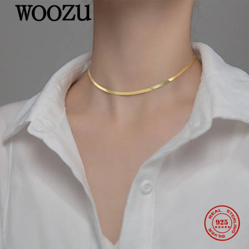 925 Silver Snake Bone Chain Necklace for Women Wedding Jewelry