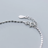 925 Silver Square Link Chain Anklet for Women Girls Foot Jewelry