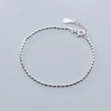 925 Silver Square Link Chain Anklet for Women Girls Foot Jewelry