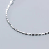 925 Silver Square Link Chain Anklet for Women Girls Foot Jewelry