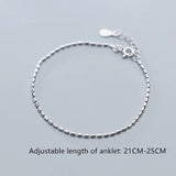 925 Silver Square Link Chain Anklet for Women Girls Foot Jewelry