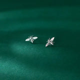 925 Silver Bee Stud Earrings Wedding Punk Student Insect Jewelry