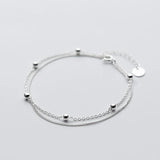 925 Silver Double Bead Chain Bracelet Women Jewelry Gift