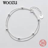 925 Silver Double Bead Chain Bracelet Women Jewelry Gift