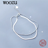 925 Silver Double Bead Snake Bone Chain Bracelet Women Jewelry Gift