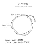 925 Silver Double Bead Snake Bone Chain Bracelet Women Jewelry Gift