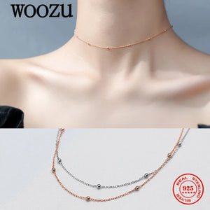 925 Silver Minimalist Beads Choker Necklace for Women