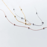 925 Silver Minimalist Beads Choker Necklace for Women