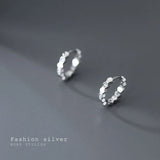 925 Silver Hexagon Zircon Hoop Earrings Gothic Ear Buckle