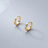 925 Silver Hexagon Zircon Hoop Earrings Gothic Ear Buckle