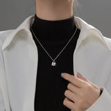 925 Sterling Silver Zircon Key Lock Pendant Necklaces Women Fine Jewelry