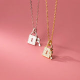 925 Sterling Silver Zircon Key Lock Pendant Necklaces Women Fine Jewelry
