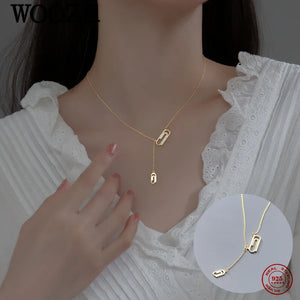 925 Silver Zircon Chain Pendant Necklace Wedding Jewelry Gift