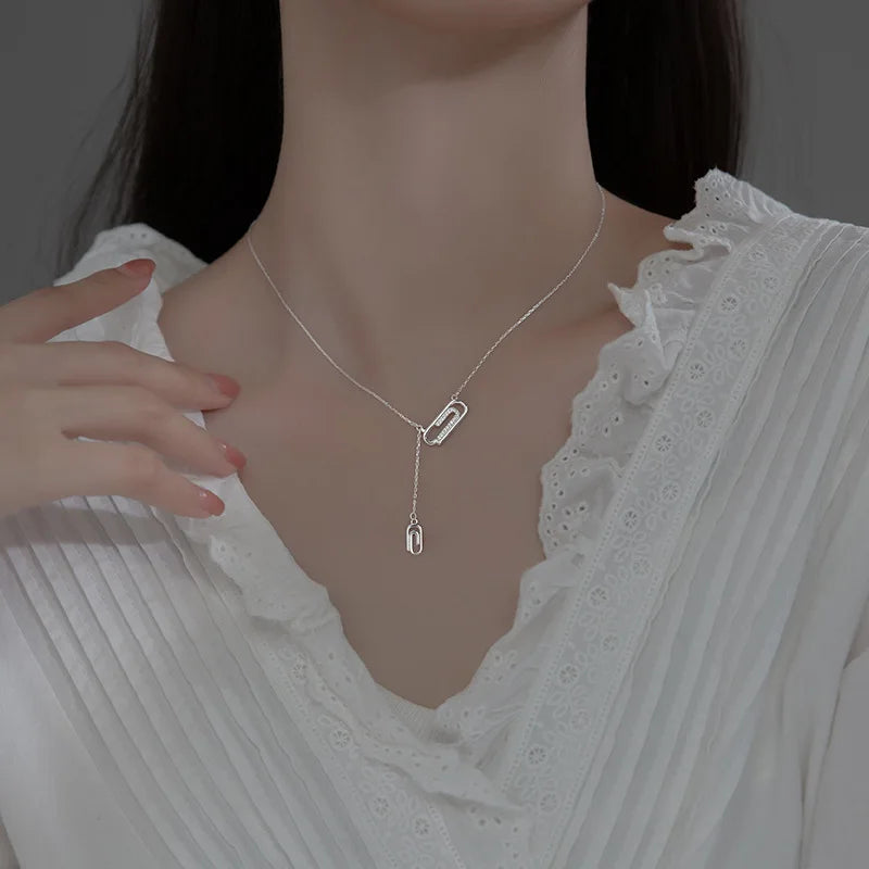 925 Silver Zircon Chain Pendant Necklace Wedding Jewelry Gift