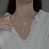 925 Silver Zircon Chain Pendant Necklace Wedding Jewelry Gift