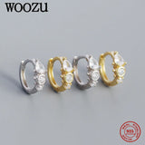 Zircon Hoop Earrings, 925 Silver