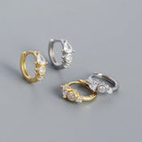 Zircon Hoop Earrings, 925 Silver
